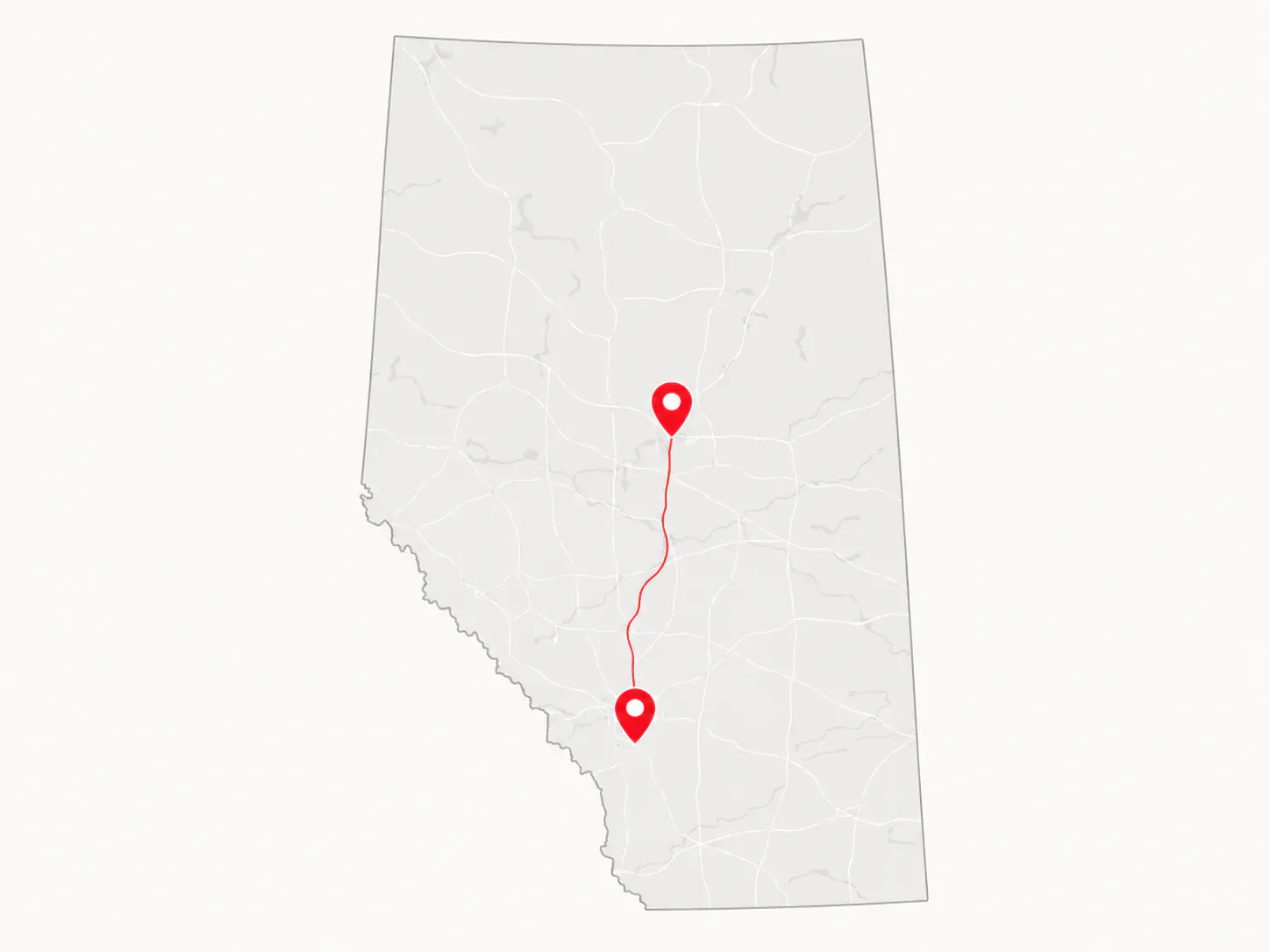 Map showing Quick-Run Express Edmonton delivery coverage area